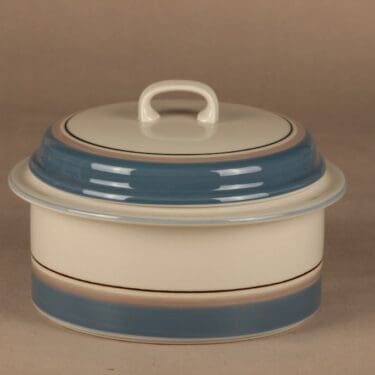 Arabia Uhtua kulho, kannellinen, suunnittelija Inkeri Leivo, kannellinen, raitakoriste