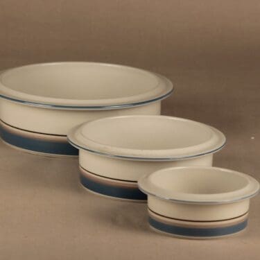 Arabia Uhtua kulho, 3 kpl, suunnittelija Inkeri Leivo, raitakoriste