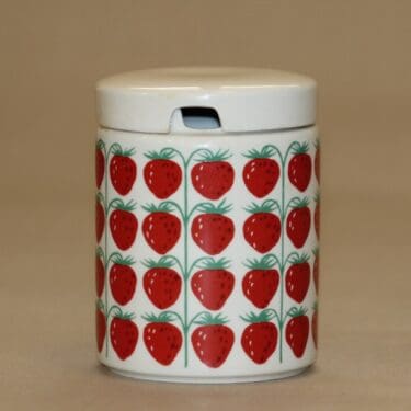 Arabia Pomona Mansikka hillopurkki suunnittelija Raija Uosikkinen 1