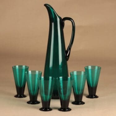 Riihimäen lasi Harlekiini kaadin ja 6 lasia suunnittelija Nanny Still