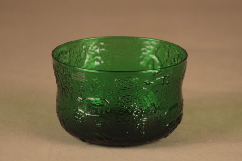 Nuutajärvi Fauna annoskulho, vihreä, suunnittelija Oiva Toikka, Eläin-aihe