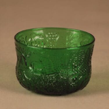 Nuutajärvi Fauna annoskulho, vihreä, suunnittelija Oiva Toikka, Eläin-aihe