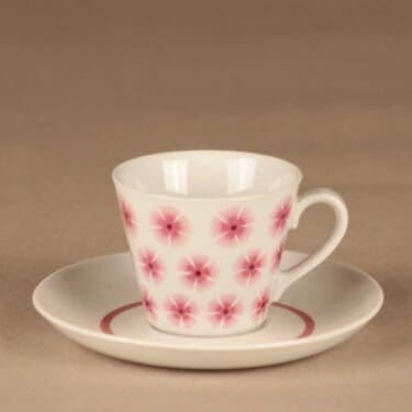 Arabia kahvikuppi, punainen, suunnittelija tuntematon, serikuva