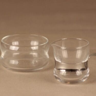 Iittala Paula sokerikko ja kermakko, kirkas, hopea, suunnittelija Jorma Vennola, metalliotin