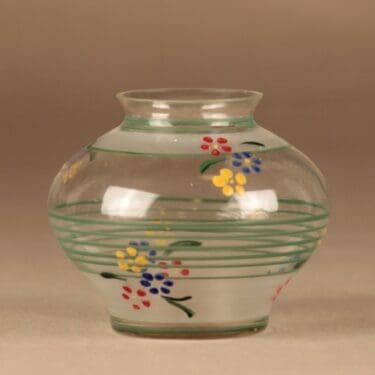 Kauklahden lasi maljakko, käsinmaalattu, suunnittelija , käsinmaalattu