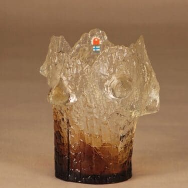 Kumela Tervakset maljakko, ruskea, kirkas, suunnittelija Pentti Santalahti, signeerattu