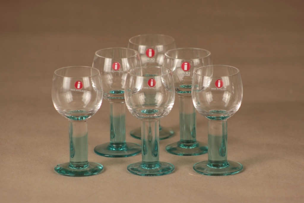 Iittala Mondo snapsilasi vihreä, 6 kpl suunnittelija Kerttu Nurminen