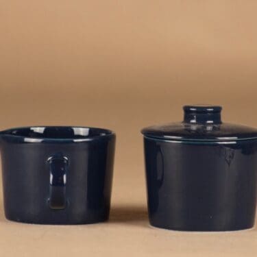 Arabia Teema sokerikko ja kermakko, tummansininen, suunnittelija Kaj Franck,