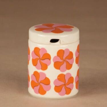 Arabia Mamselli purnukka, kannellinen, suunnittelija Gunvor Olin-Grönqvist, kannellinen, kannellinen, kukka, retro