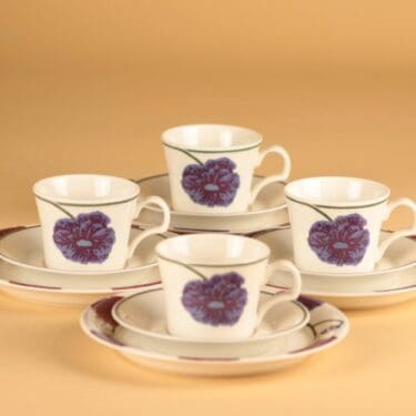 Arabia Illusia coffee cup and plates(2), 4 pcs designer Heikki Orvola/Fujito Ishimoto