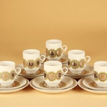 Arabia Tanja coffee cup and plates(2), 6 pcs designer Esteri Tomula