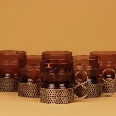 Iittala Tsaikka glögimuki, hopea, lila, 6 kpl, suunnittelija Timo Sarpaneva,